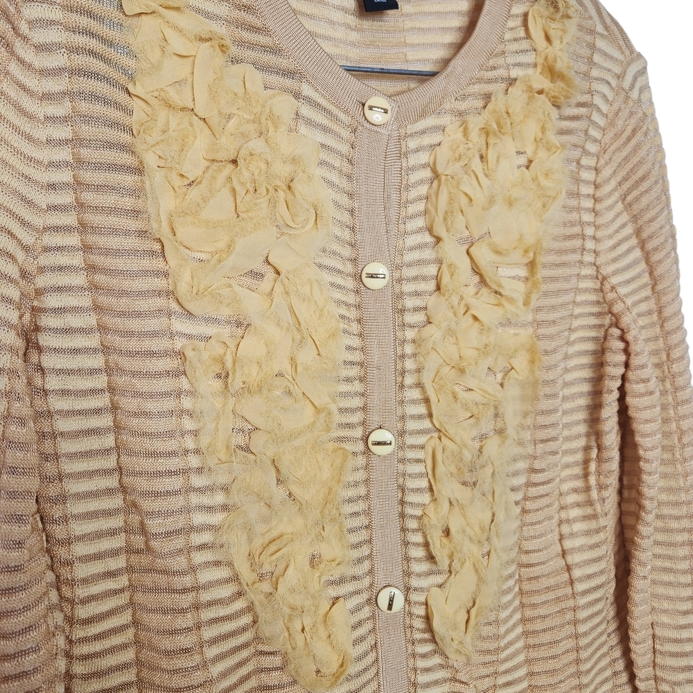 ST. JOHN Ruffle Wool Blend Cardigan - Picture 5 of 11